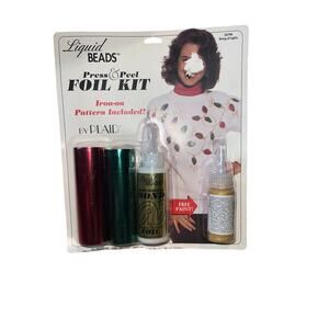 Vintage 90s Liquid Beads Press & Peel Foil Kit By Plaid Christmas String lights